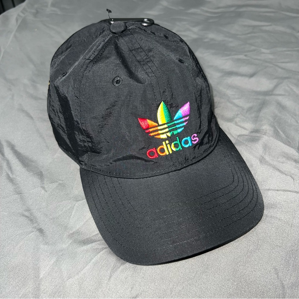 Adidas love unites strap back Black Hat with Multicolor Logo